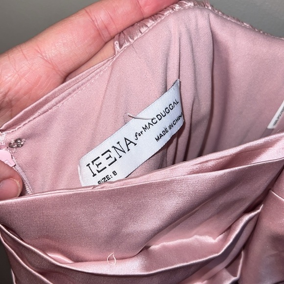 NWT Ieena for Mac Duggal Pink Open Back High Neck Side Ruched Gown Size 8 - Picture 14 of 15